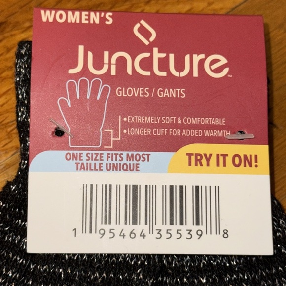 NWT Juncture women’s 2 piece winter bundle toboggan hat cap gloves black silver - Picture 4 of 9